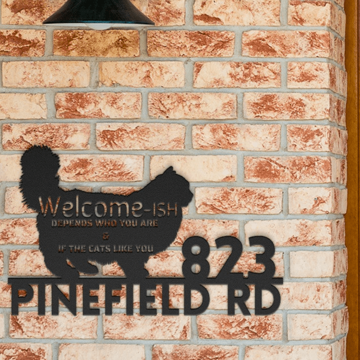 Welcome-ish Personalized Address Laser Cut Metal Sign for Ragdoll Cat Lovers