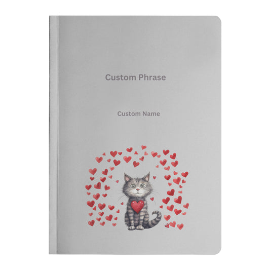 Custom Cat Cloud Hearts: The Cat Lover Gift Ideas Soft Cover Notebook for Whimsical Writing Adventures #199