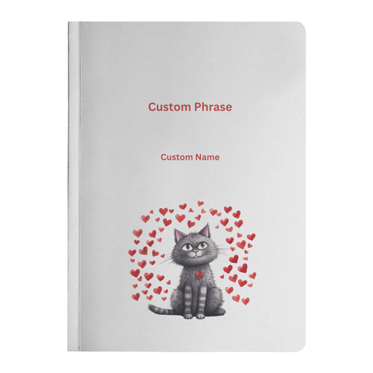 Custom Cat Cloud Hearts: The Cat Lover Gift Ideas Soft Cover Notebook for Whimsical Writing Adventures #198