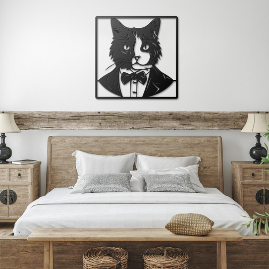 Dapper Cat's Welcome: A Statement Laser Cut Metal Sign for Cat Lovers