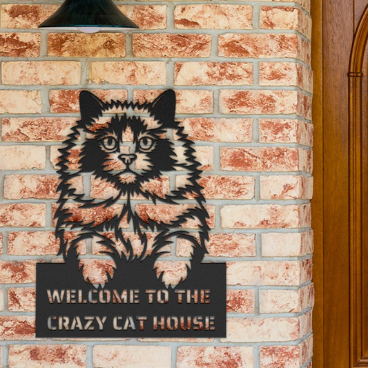 Elegance at Your Doorstep: The 'Ragdoll Retreat Laser Cut Metal Welcome Sign' for the Sophisticated Cat Lovers