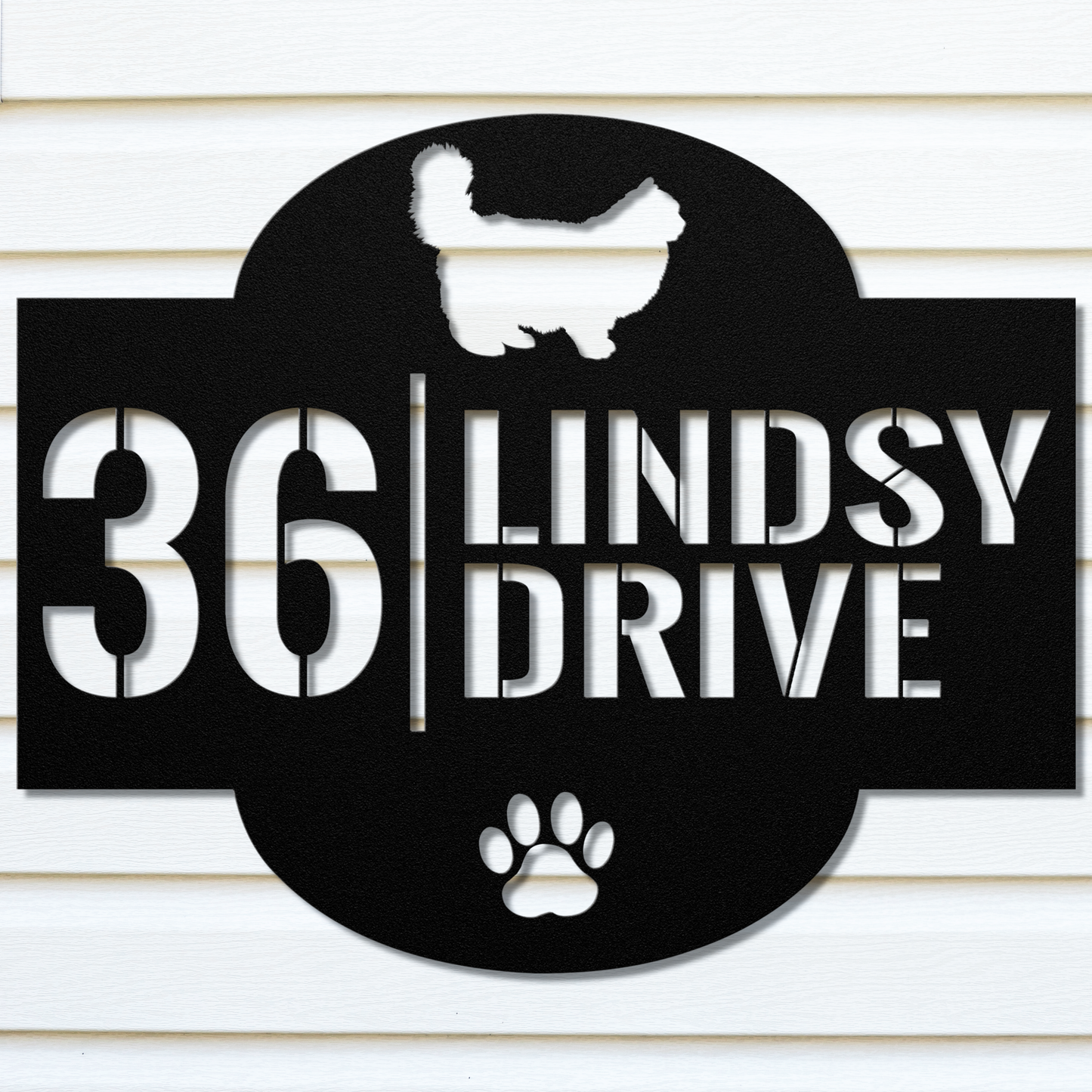 Custom Ragdoll Cat Address Laser Cut Metal Sign