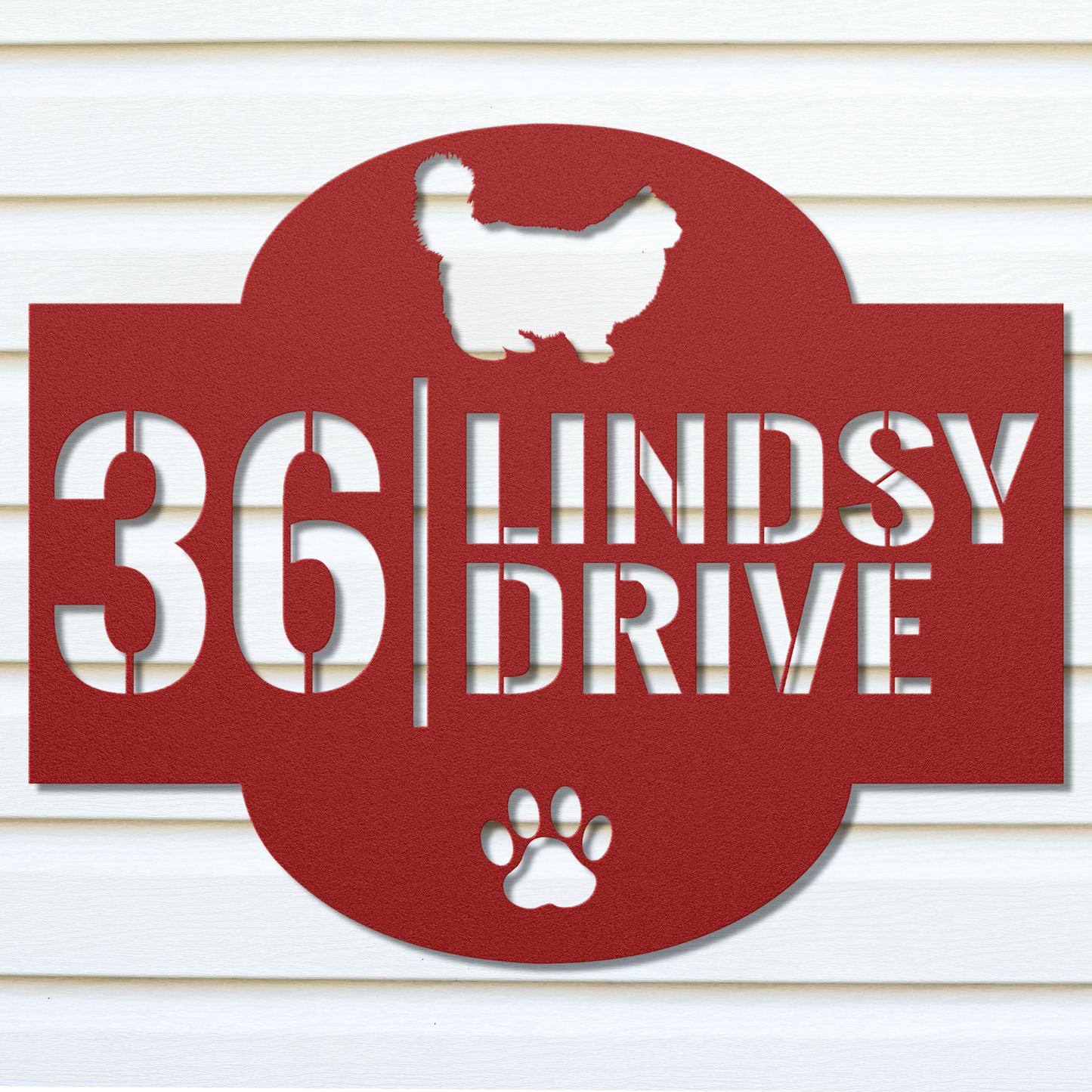 Custom Ragdoll Cat Address Laser Cut Metal Sign