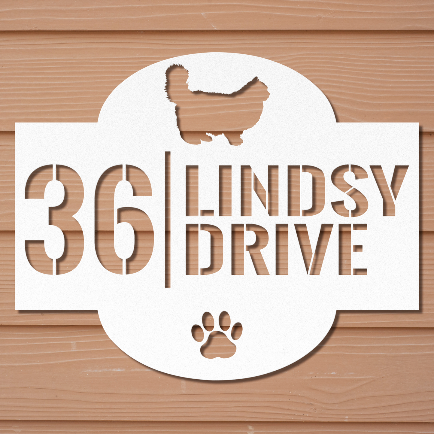 Custom Ragdoll Cat Address Laser Cut Metal Sign