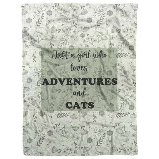 Adventure and Comfort Combined: Embrace Cozy Moments with the 'Just A Girl Who Loves Adventures And Cats' Sherpa Fleece Blanket #106 - Purrfectly Spoilt