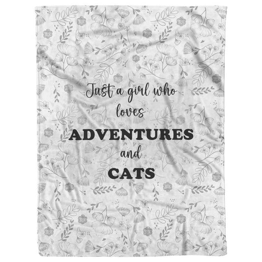 Adventure and Comfort Combined: Embrace Cozy Moments with the 'Just A Girl Who Loves Adventures And Cats' Sherpa Fleece Blanket #107 - Purrfectly Spoilt