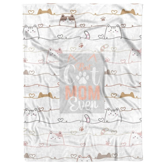 Best Cat Mom Comfort: Embrace Cozy Moments with the 'Best Cat Mom Ever' Sherpa Fleece Blanket #096 - Purrfectly Spoilt
