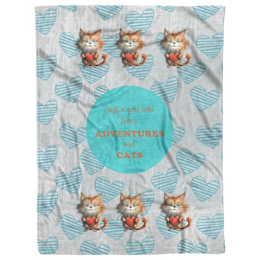 Cat Lover Bliss: Snuggle in Style with the 'Just A Girl Who Likes Adventures And Cats' Sherpa Fleece Blanket! #126 - Purrfectly Spoilt