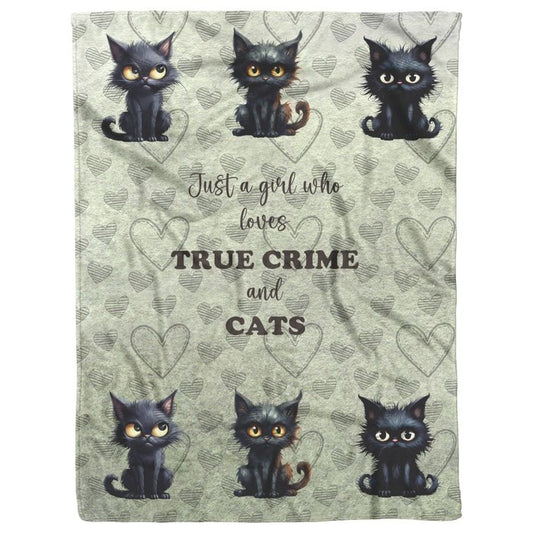 Cat Lover Gifts : Mystic Whiskers True Crime & Cat Themed Fleece/Sherpa Blanket