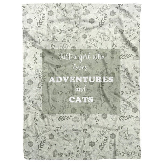 Cat Lover Gifts : Wanderlust Whiskers Dual-Texture Fleece & Sherpa Blanket for the Adventurous Cat Lover